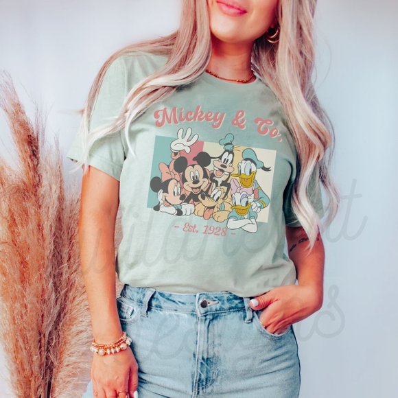 Tops - Mickey & Co Retro Disneyland Graphic T-shirt, Unisex Short Sleeve Crew Neck